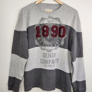 Vintage US Polo Assn 1890 Denim Company Long Sleeve Pullover Gray Sz L